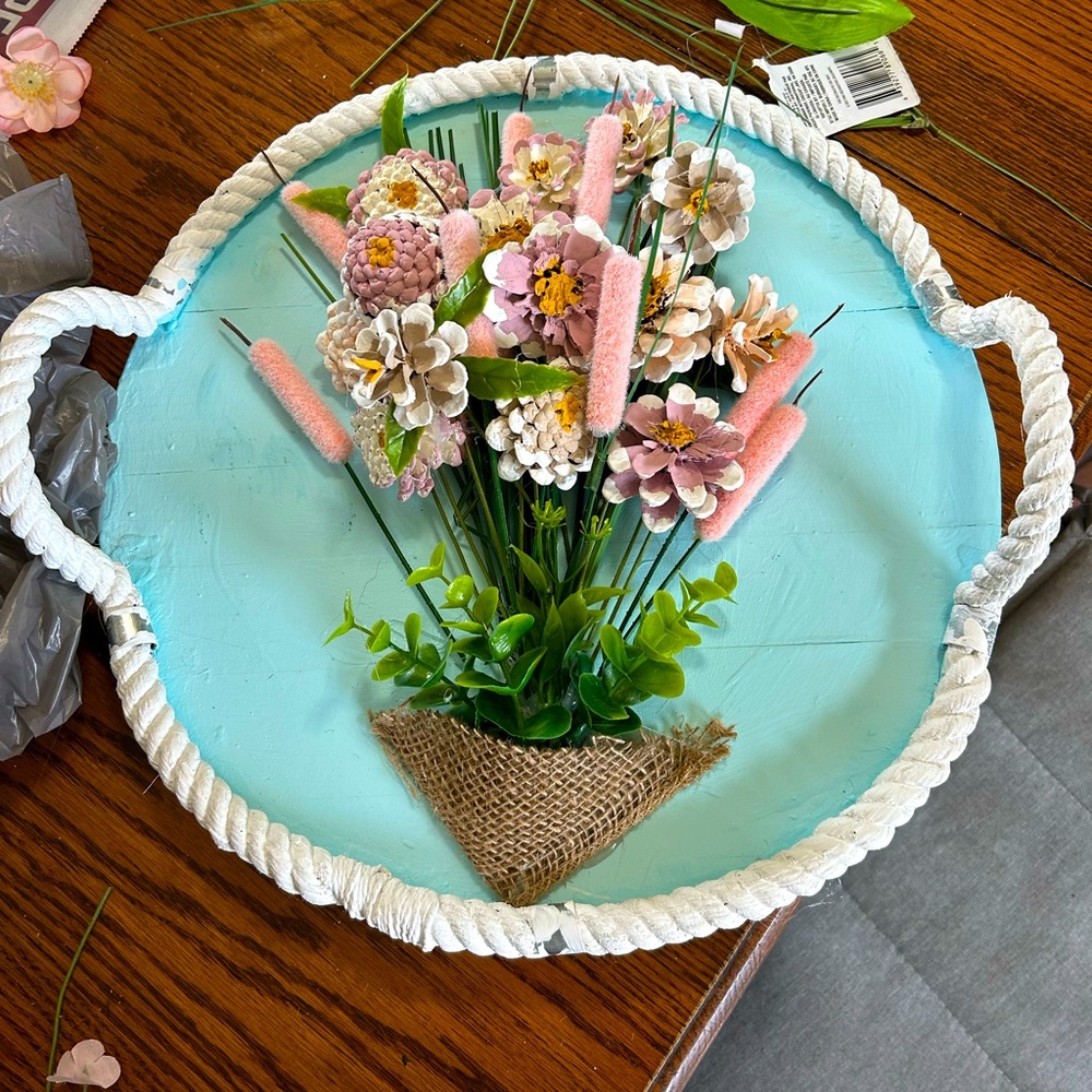 Handcrafted serving tray decor